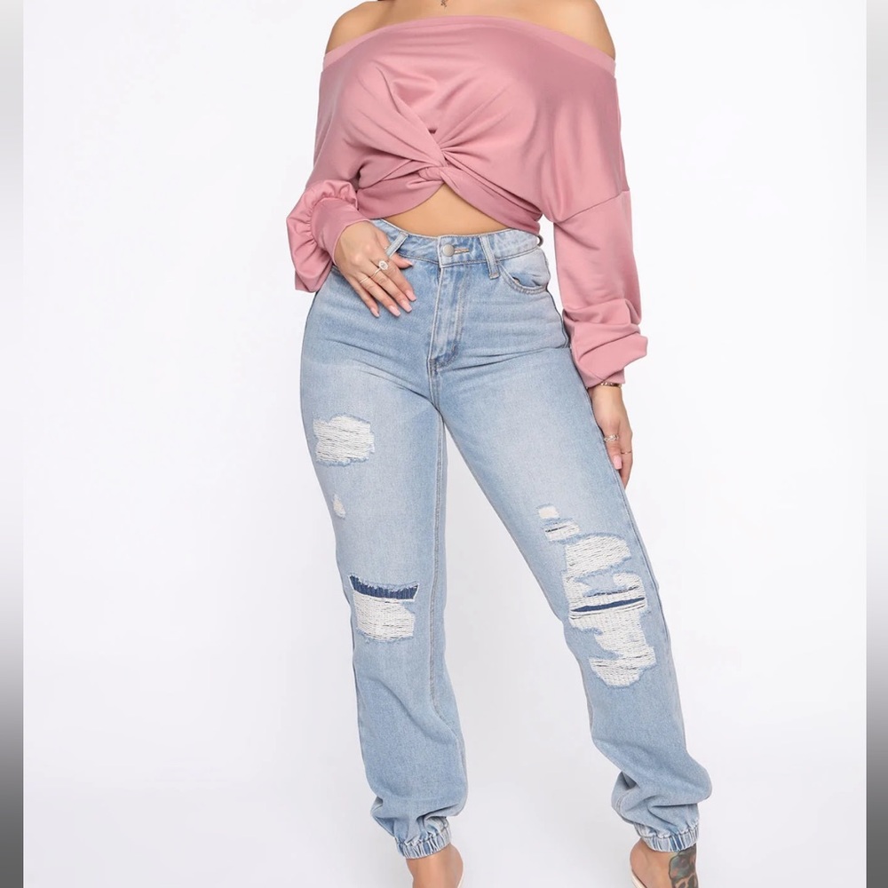 Fashion Nova Broken in Denim Joggers